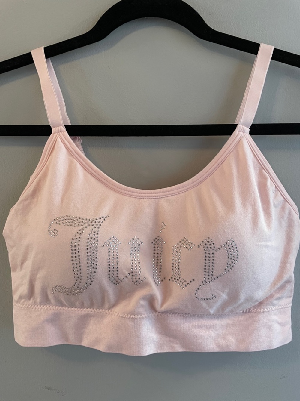 JUICY COUTURE Y2K Pink Crystal Bedazzled Logo Coquette Feminine Adjustable Bra